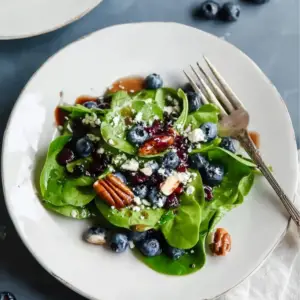 blueberry spinach salad with honey balsamic dressing