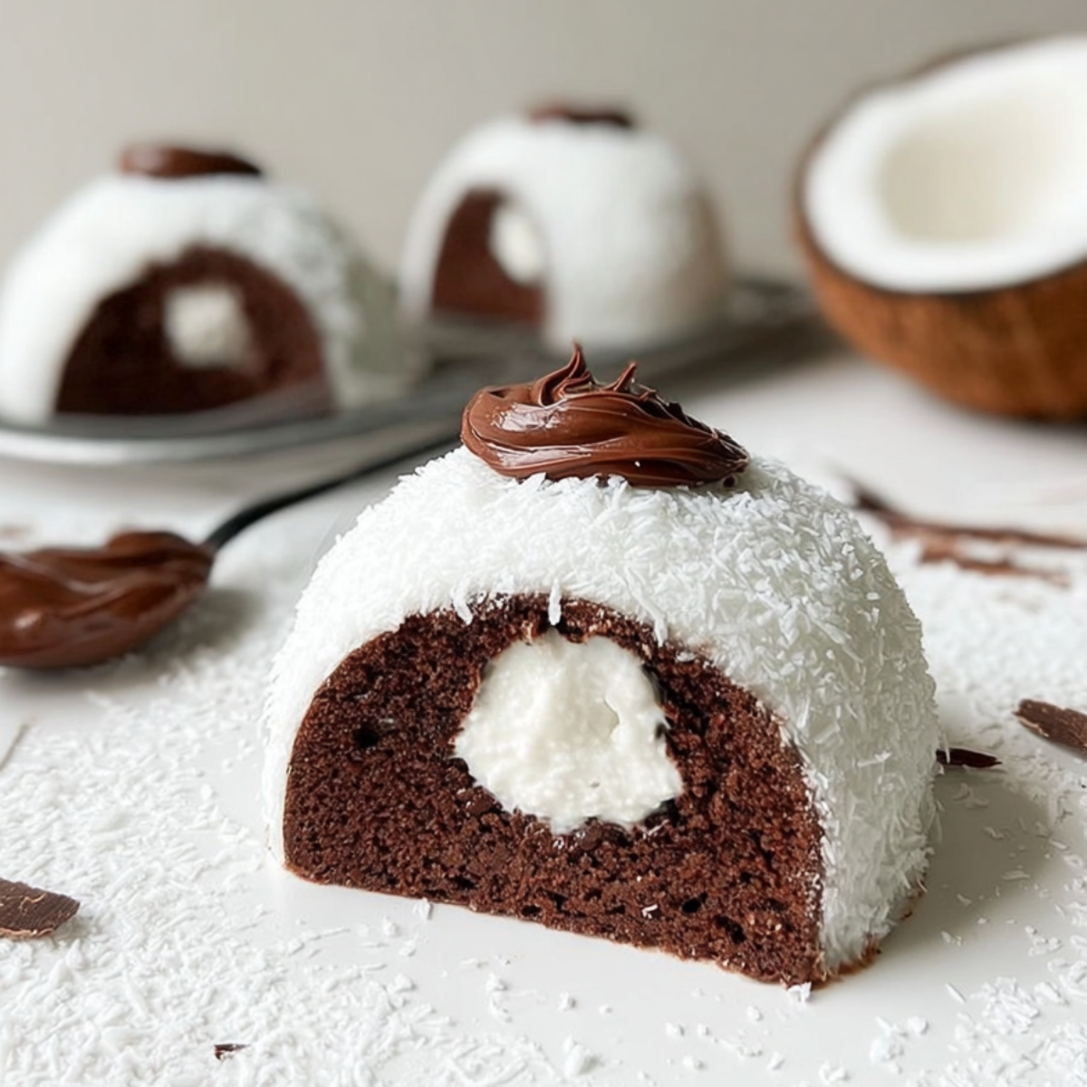 Coconut Dome with Chocolate Spread