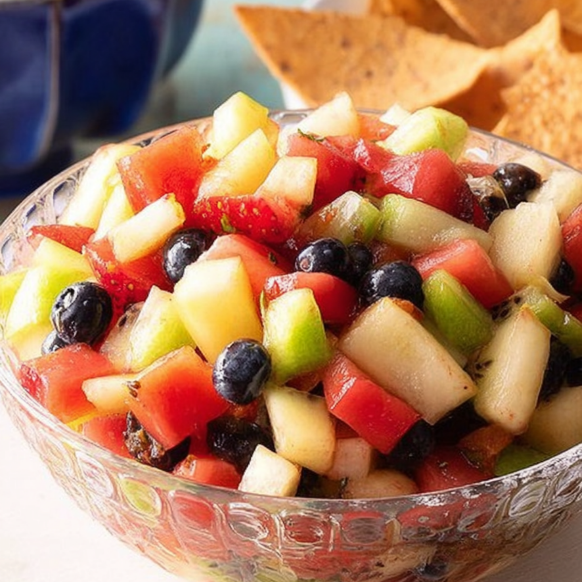 Fruit Salad Salsa with Cinnamon Tortilla Chips