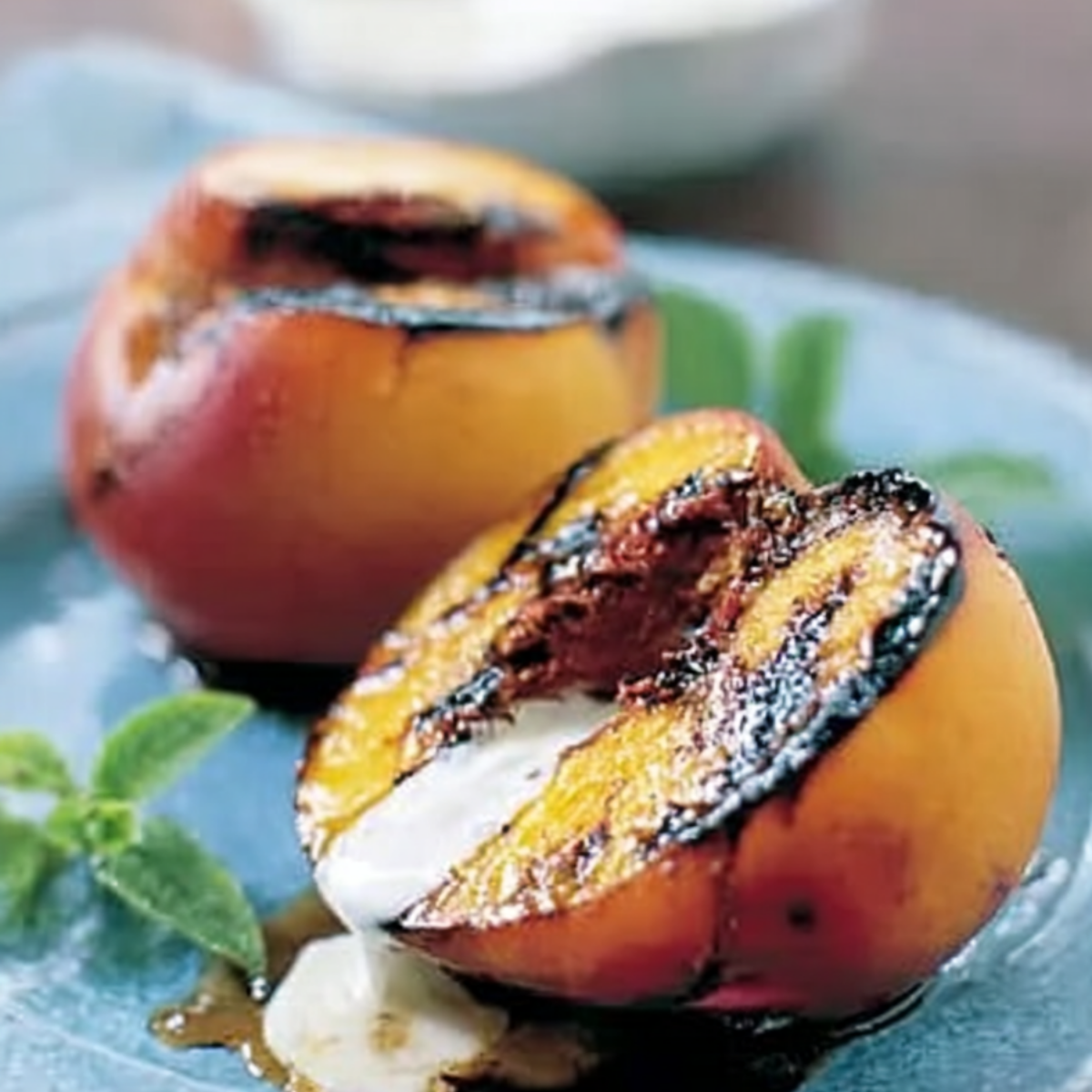 Grilled Nectarines with Honey Balsamic Glaze