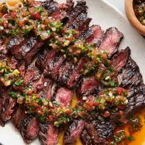 Grilled Skirt Steak with Grated Tomato Salsa