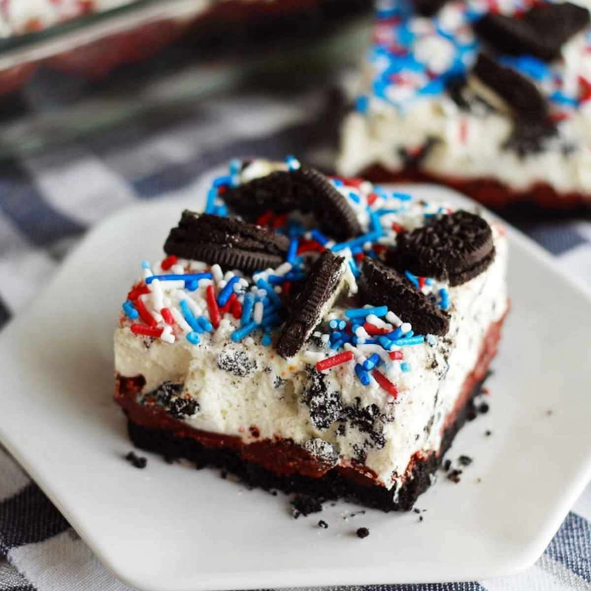No Bake Fireworks Oreo Cheesecake Bars