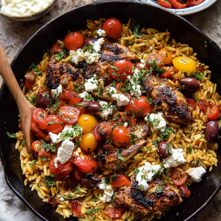 One Skillet Greek Chicken and Orzo