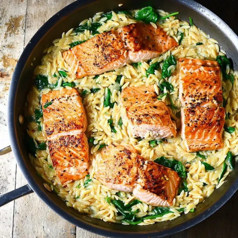 One Skillet Salmon with Lemon Orzo