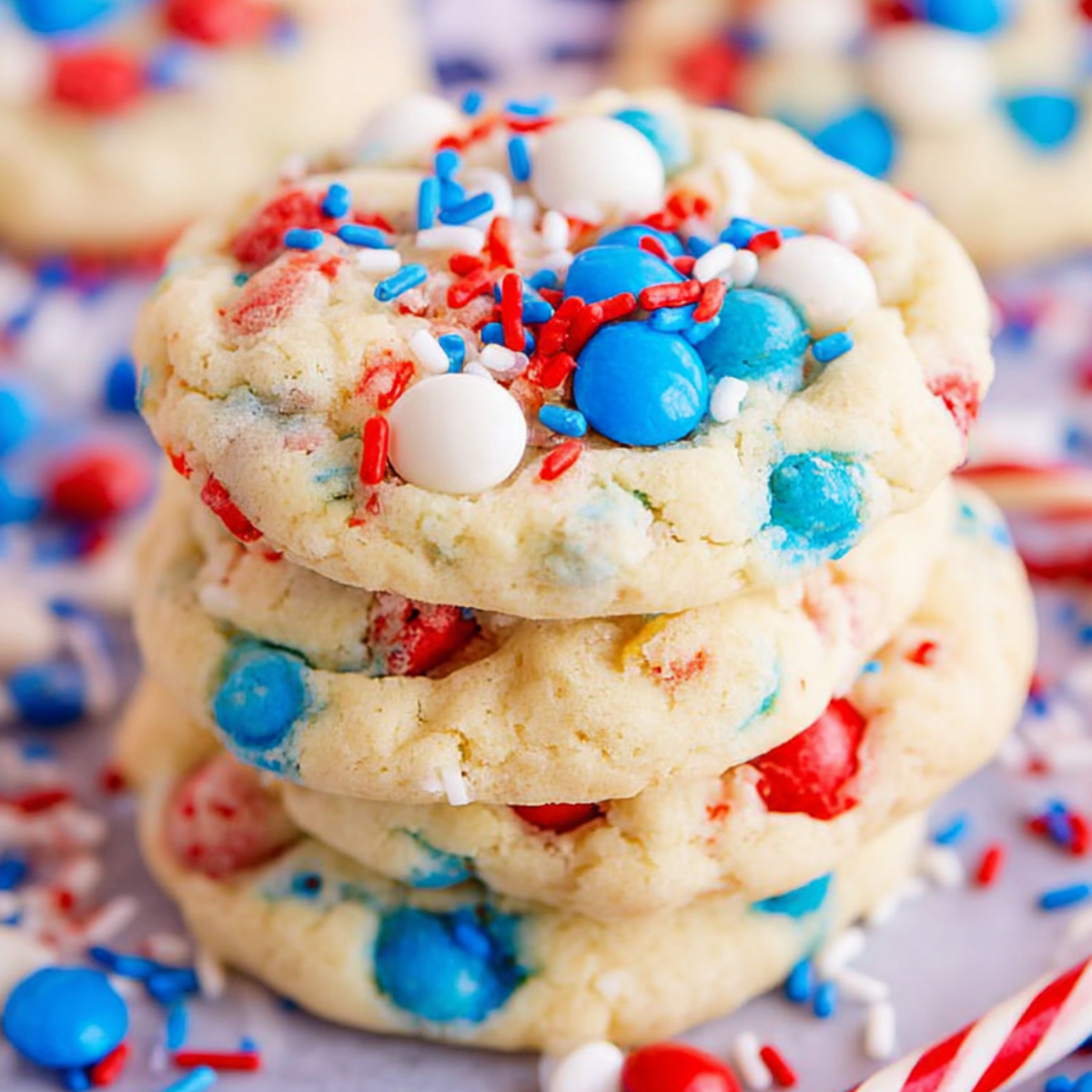 Patriotic Cake Mix M&M Cookies