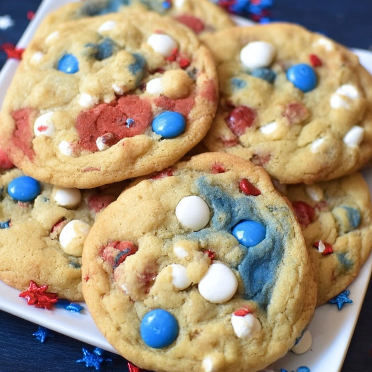 Red White and Blue Cookies With M&Ms