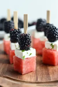Watermelon Feta Blackberry Skewers