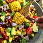 Charred Corn Avocado Salad with Roasted Red Onions