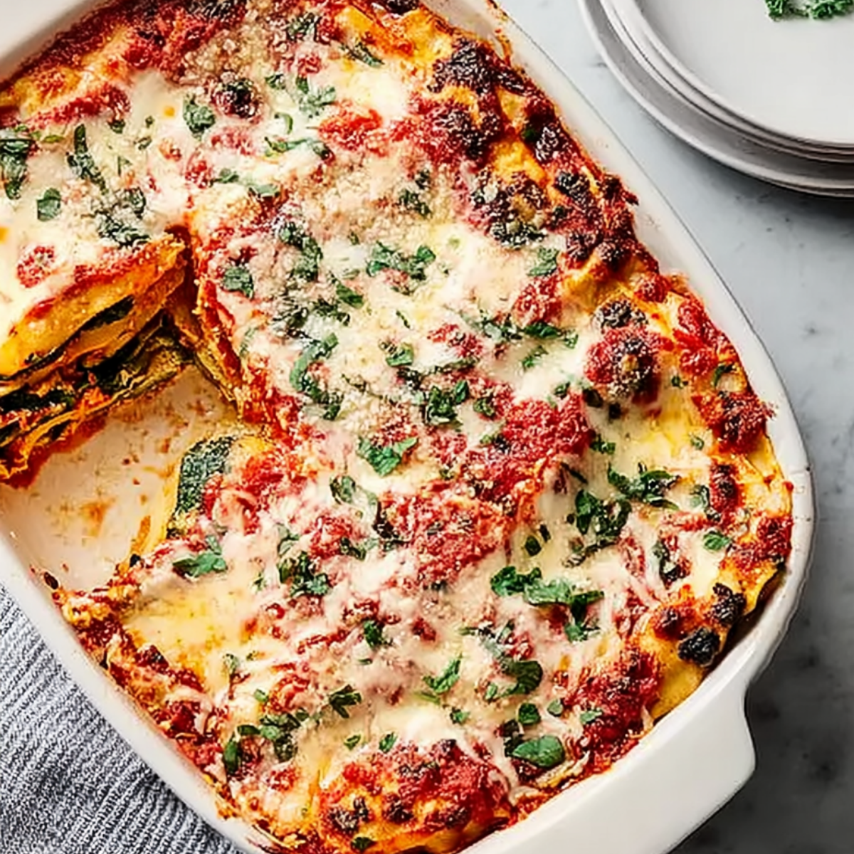 Cheesy Spinach Zucchini Lasagna