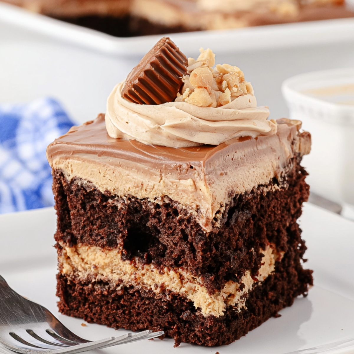 Chocolate Peanut Butter Poke Cake