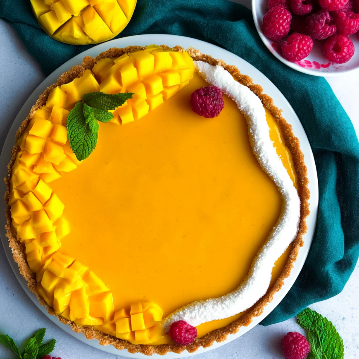 Mango Curd Tart with a Coconut Crust
