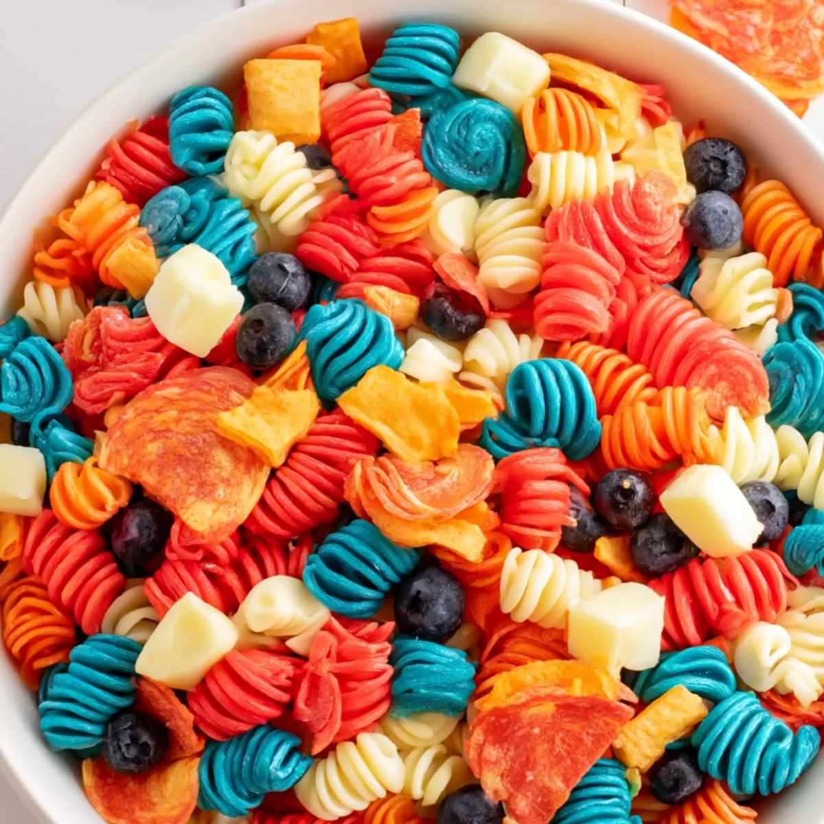 RED WHITE AND BLUE PASTA SALAD