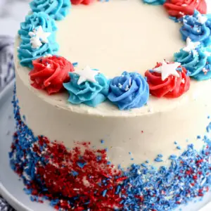 Red White and Blue Fourth of July Cake