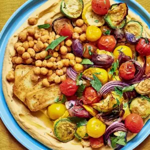 Roasted Veggies with Halloumi and Chickpeas