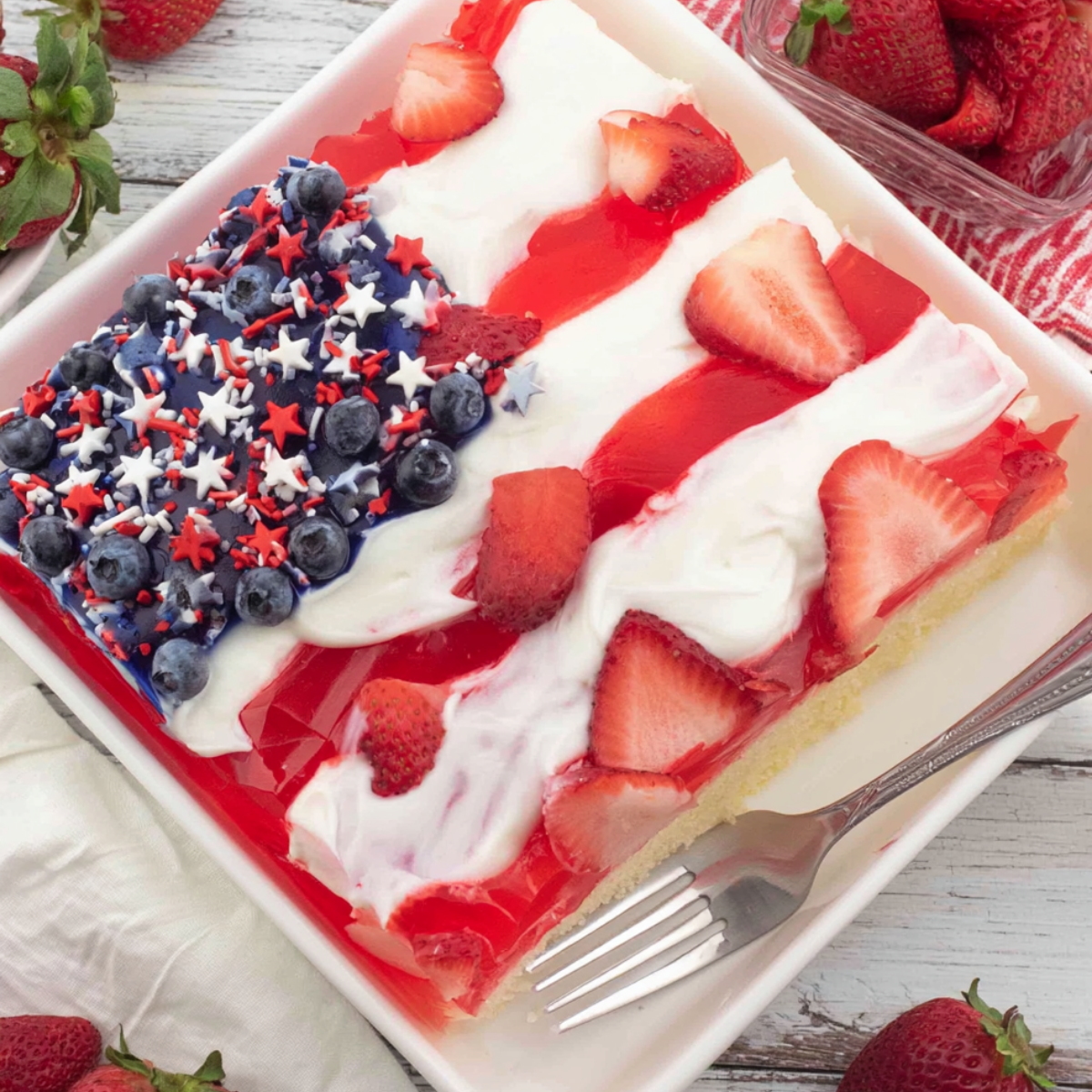 Strawberry Jello American Flag Cake