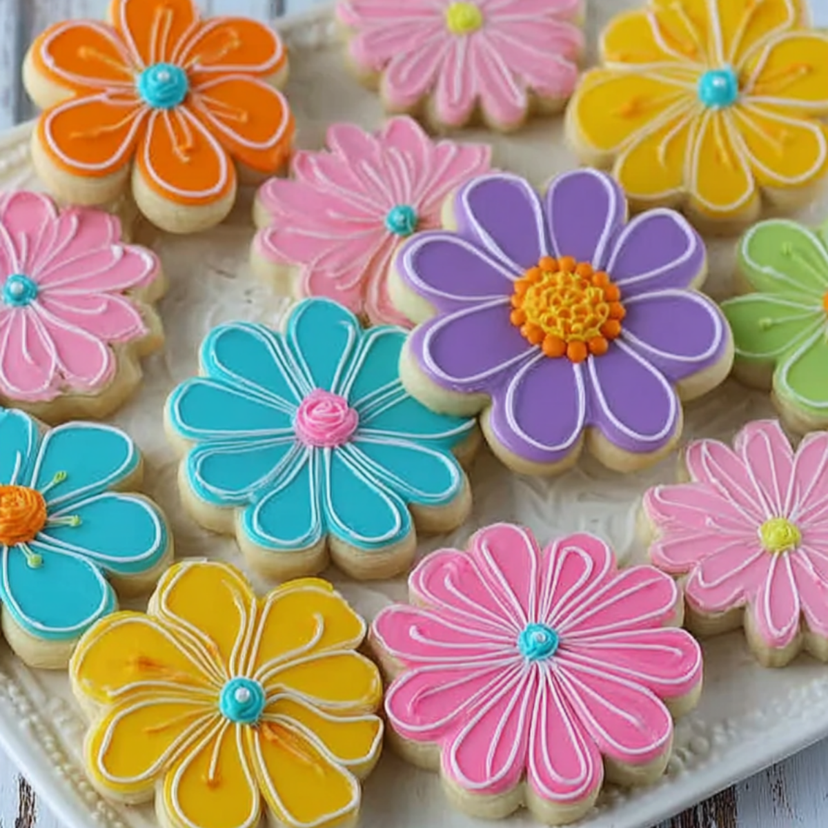 Summer Flower Decorated Cookies