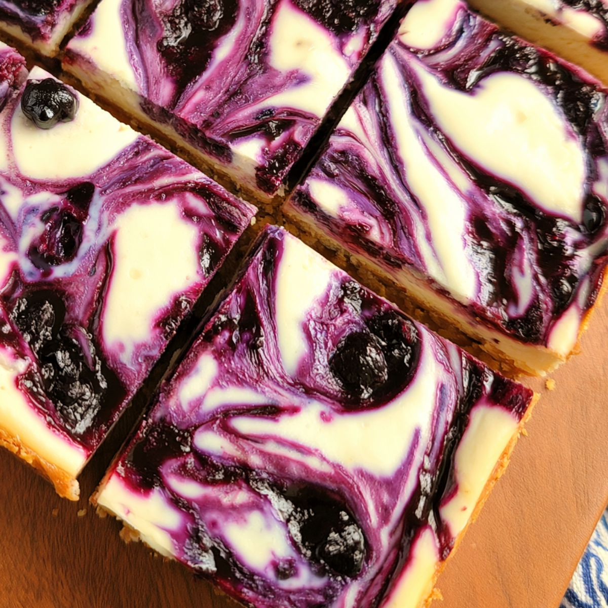 Blueberry Swirl Cheesecake Bars