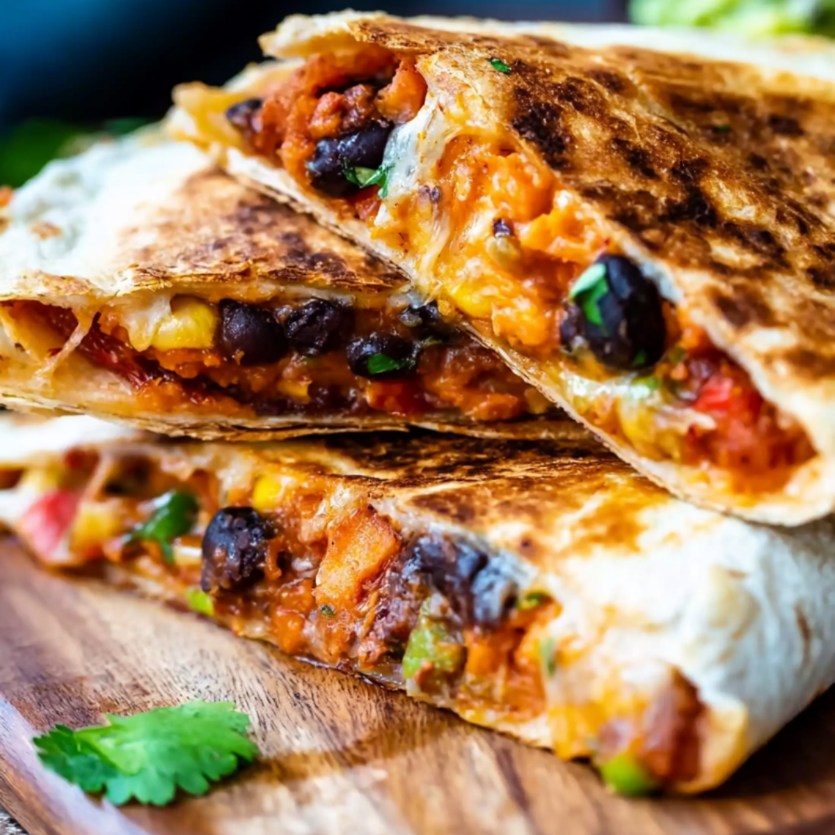 Vegetarian Quesadillas with Black Beans and Sweet Potato