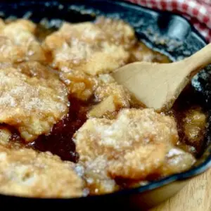 Bourbon Apple Pandowdy in an Iron Skillet