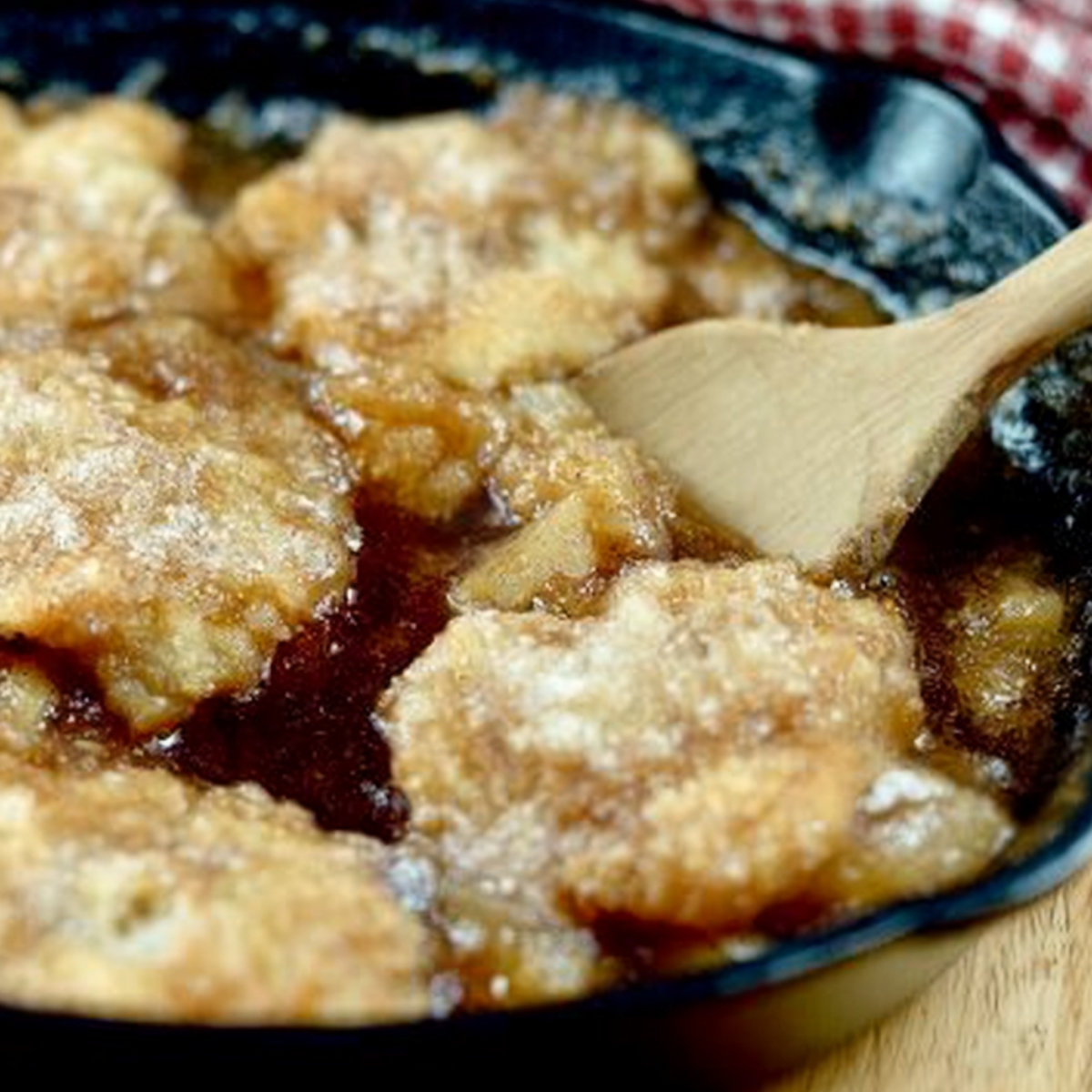Bourbon Apple Pandowdy in an Iron Skillet